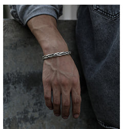 S925 Sterling Silver Twisted Bracelet - Vintage Design